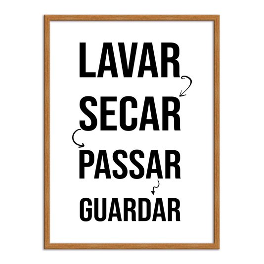 Quadro Decorativo Lavanderia Lavar Secar Passar Guardar