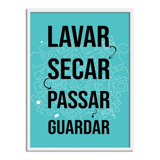 Quadro Decorativo Lavanderia Lavar Secar Passar Guardar