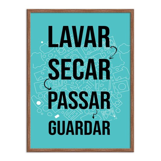 Quadro Decorativo Lavanderia Lavar Secar Passar Guardar