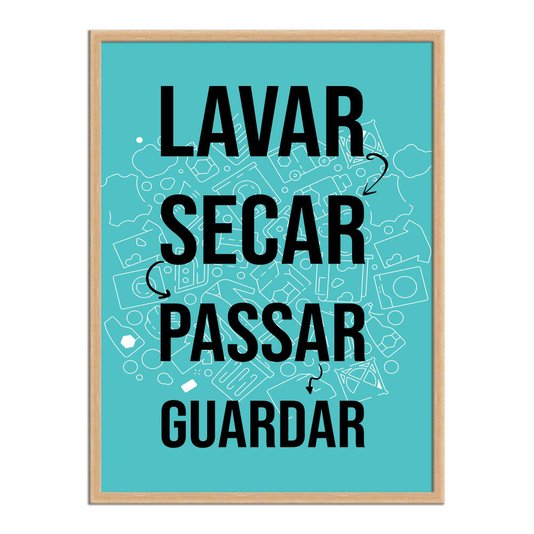 Quadro Decorativo Lavanderia Lavar Secar Passar Guardar
