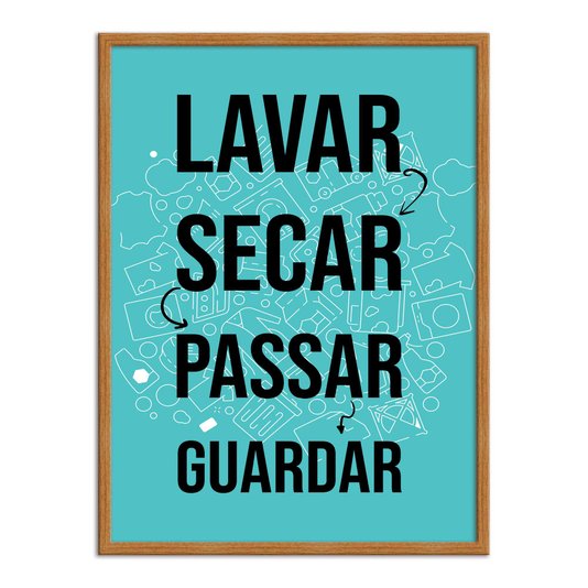 Quadro Decorativo Lavanderia Lavar Secar Passar Guardar