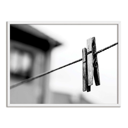 Quadro Decorativo Lavanderia prendedor De Roupa Preto E Branco
