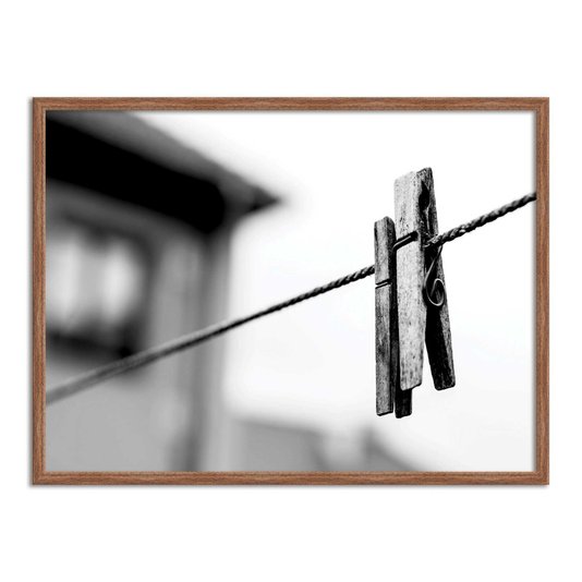 Quadro Decorativo Lavanderia prendedor De Roupa Preto E Branco