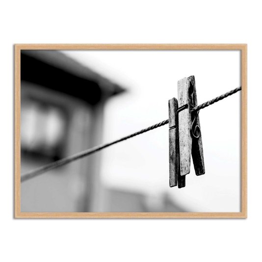 Quadro Decorativo Lavanderia prendedor De Roupa Preto E Branco