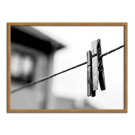 Quadro Decorativo Lavanderia prendedor De Roupa Preto E Branco