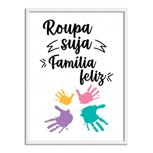 Quadro Decorativo Lavanderia Roupa Suja Família Feliz