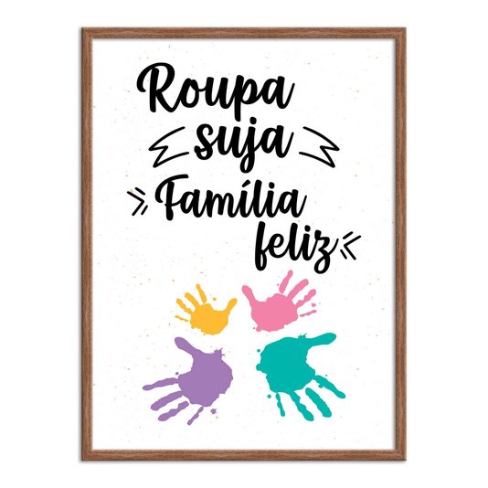 Quadro Decorativo Lavanderia Roupa Suja Família Feliz