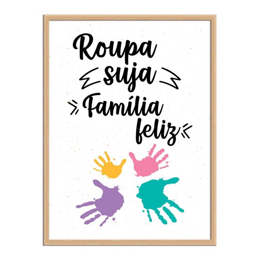 Quadro Decorativo Lavanderia Roupa Suja Família Feliz