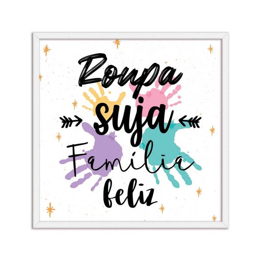 Quadro Decorativo Lavanderia Roupa Suja Família Feliz