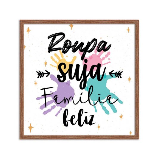 Quadro Decorativo Lavanderia Roupa Suja Família Feliz