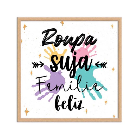 Quadro Decorativo Lavanderia Roupa Suja Família Feliz