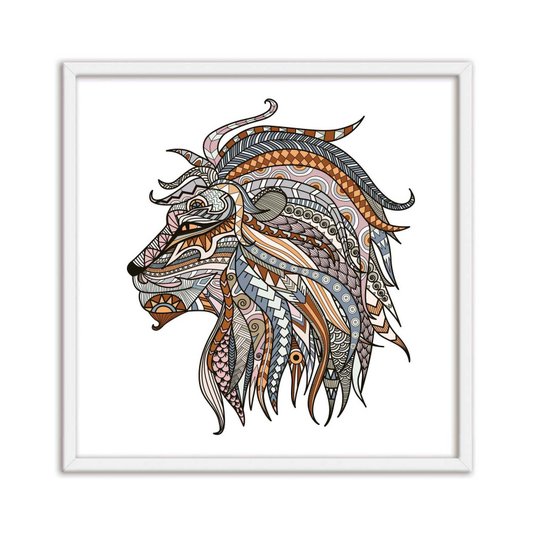 Quadro Decorativo Leão Colorido Boho