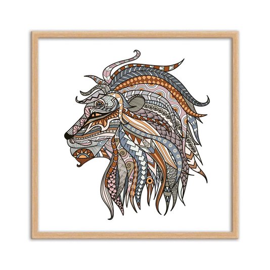 Quadro Decorativo Leão Colorido Boho