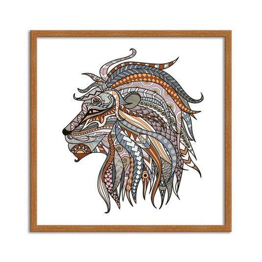 Quadro Decorativo Leão Colorido Boho