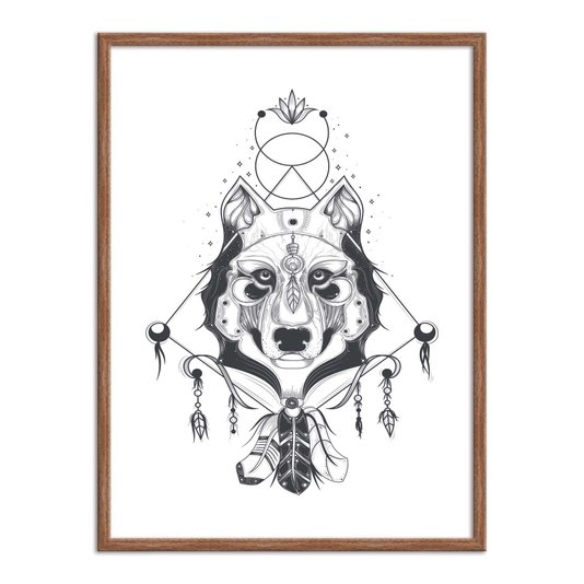 Quadro Decorativo Lobo Boho Style