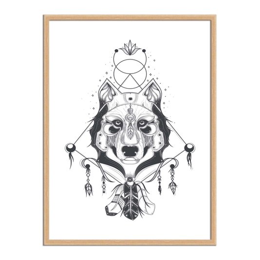 Quadro Decorativo Lobo Boho Style