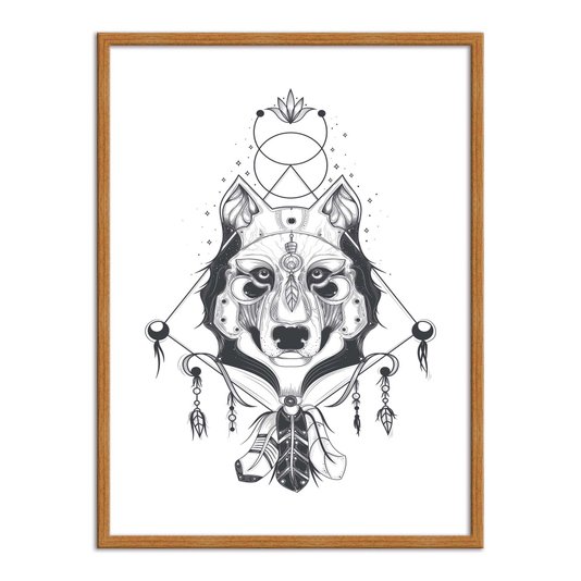 Quadro Decorativo Lobo Boho Style