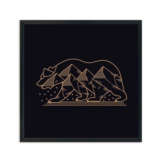 Quadro Decorativo Lobo e Montanha