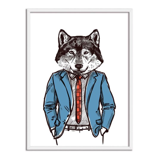 Quadro Decorativo Lobo Hipster