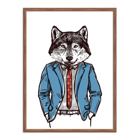Quadro Decorativo Lobo Hipster