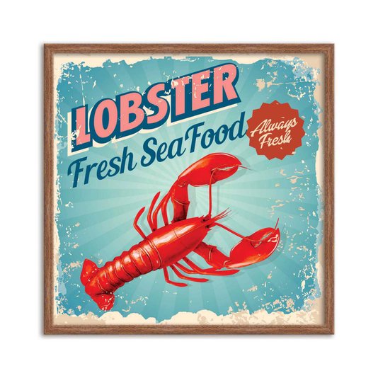 Quadro Decorativo Lobster 100% Fresh Sea Food Always Fresh