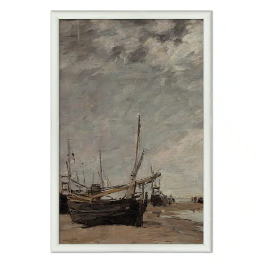 Quadro Decorativo "Maré Baixa, Veleiros Encalhados" de Eugène Boudin
