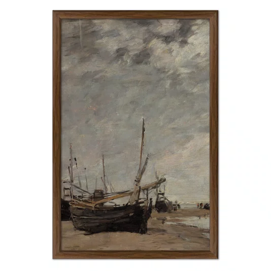 Quadro Decorativo "Maré Baixa, Veleiros Encalhados" de Eugène Boudin