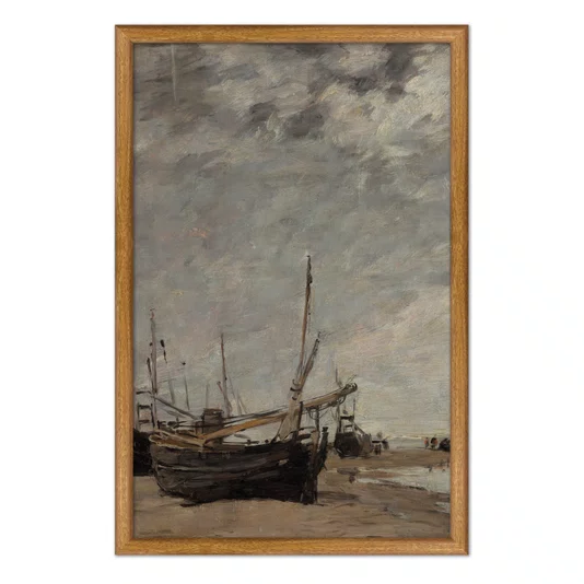 Quadro Decorativo "Maré Baixa, Veleiros Encalhados" de Eugène Boudin