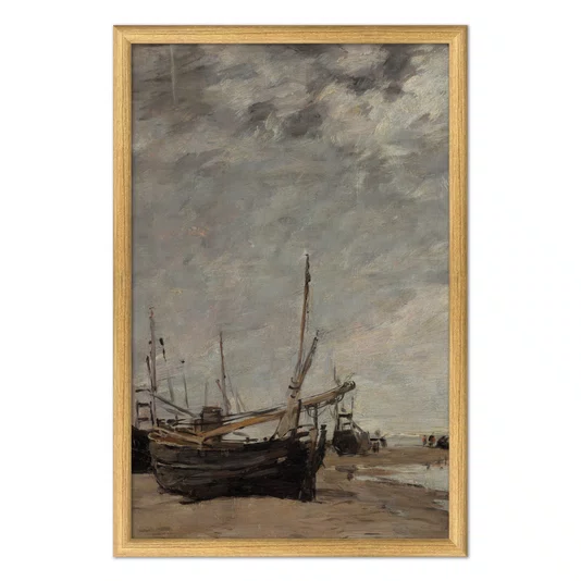 Quadro Decorativo "Maré Baixa, Veleiros Encalhados" de Eugène Boudin