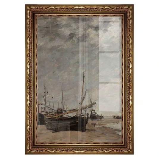 Quadro Decorativo "Maré Baixa, Veleiros Encalhados" de Eugène Boudin