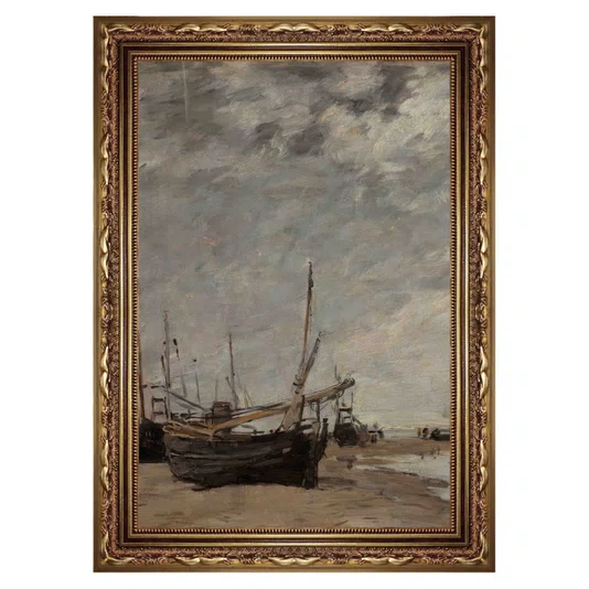 Quadro Decorativo "Maré Baixa, Veleiros Encalhados" de Eugène Boudin