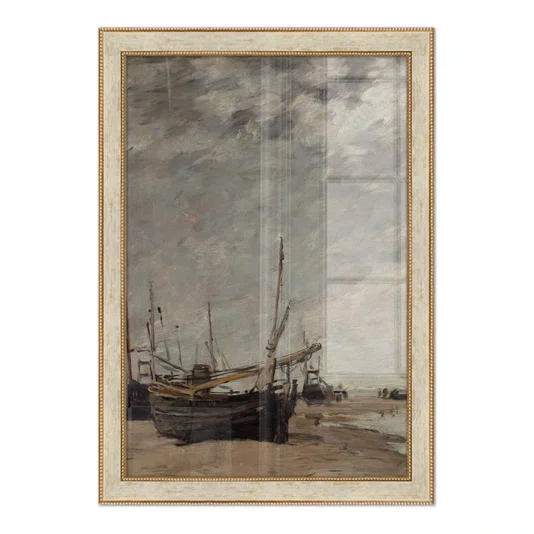Quadro Decorativo "Maré Baixa, Veleiros Encalhados" de Eugène Boudin