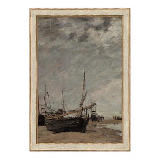 Quadro Decorativo "Maré Baixa, Veleiros Encalhados" de Eugène Boudin