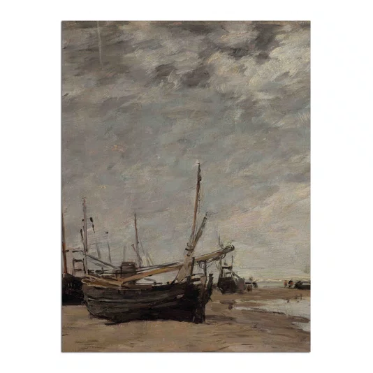 Quadro Decorativo "Maré Baixa, Veleiros Encalhados" de Eugène Boudin