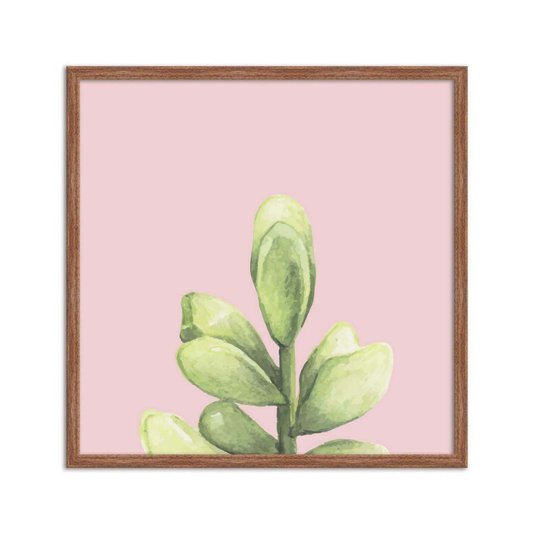 Quadro Decorativo Mini Suculenta Verde Fundo Rosa Q3194_1