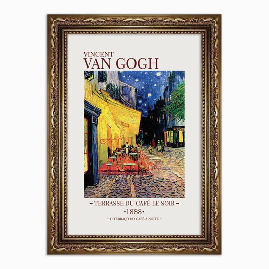 Quadro Decorativo O Terraço do Café à Noite de Van Gogh