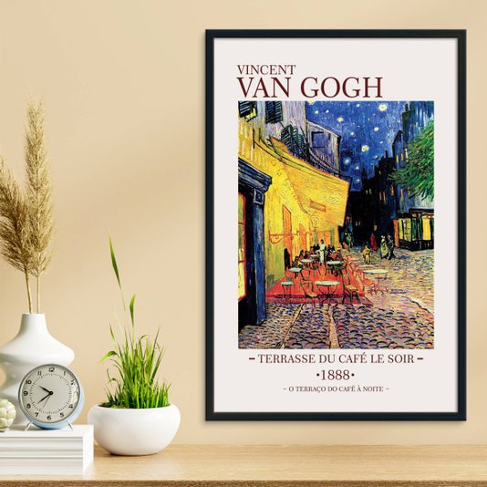 Quadro Decorativo O Terraço do Café à Noite de Van Gogh
