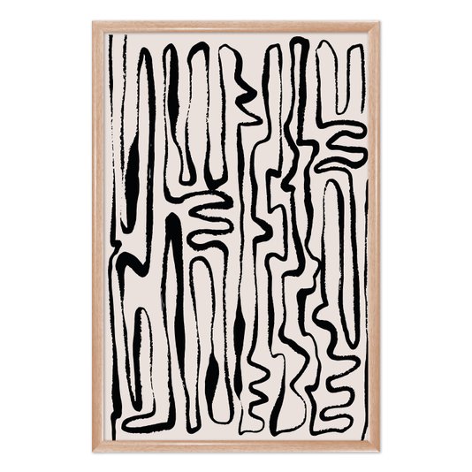 Quadro Decorativo Padrão Abstrato Minimalista Estilo Japandi