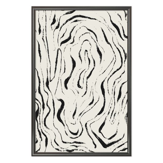 Quadro Decorativo Padrão De Curvas Abstrato  Estilo Japandi