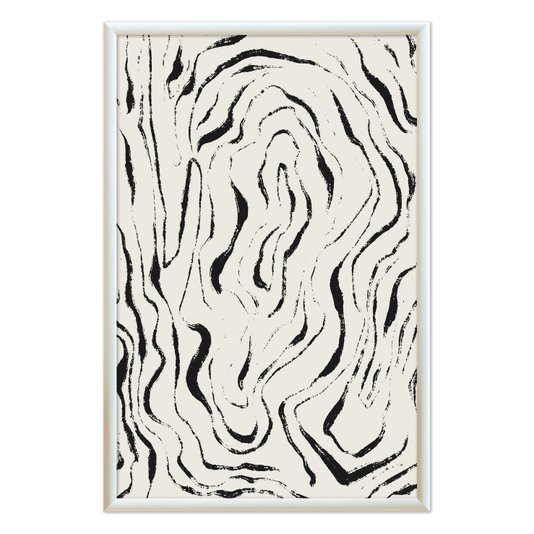 Quadro Decorativo Padrão De Curvas Abstrato  Estilo Japandi