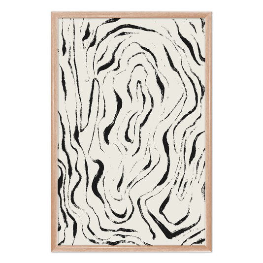 Quadro Decorativo Padrão De Curvas Abstrato  Estilo Japandi