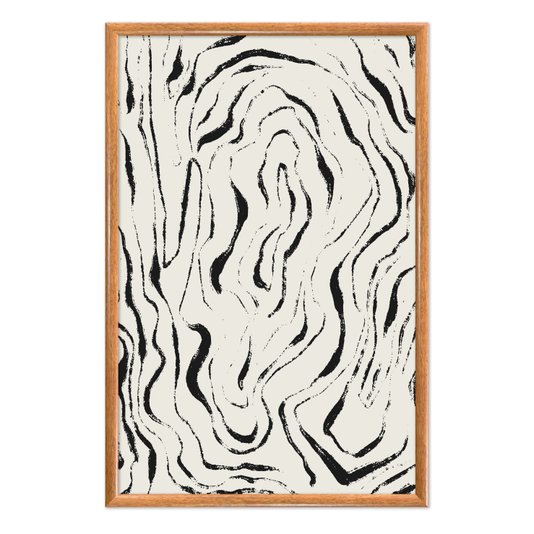Quadro Decorativo Padrão De Curvas Abstrato  Estilo Japandi