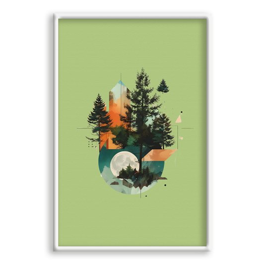 Quadro Decorativo Paisagem Abstrata Com Floresta Verde