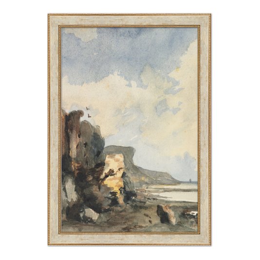 Quadro Decorativo Paisagem Abstrata Praia Rochosa Vintage