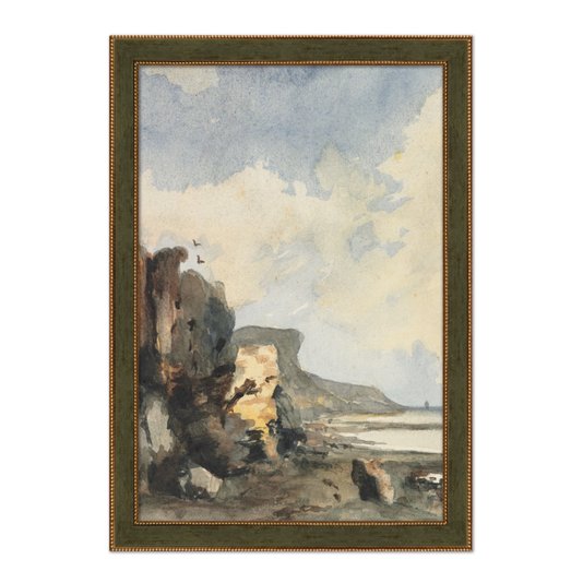 Quadro Decorativo Paisagem Abstrata Praia Rochosa Vintage