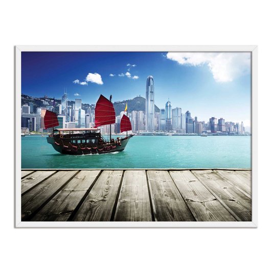Quadro Decorativo Paisagem com Embarcação