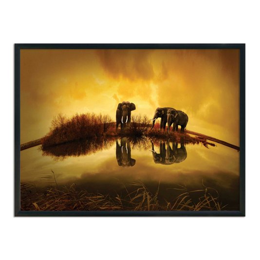Quadro Decorativo Paisagem Elefantes