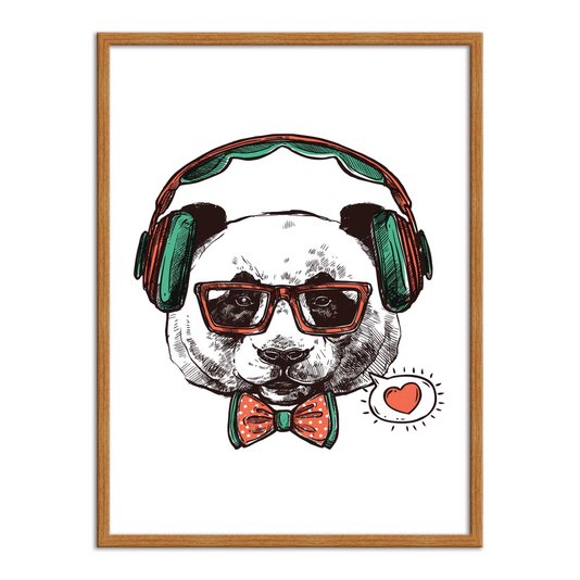 Quadro Decorativo Panda Hipster
