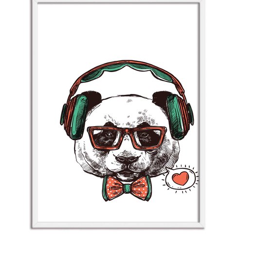 Quadro Decorativo Panda Hipster