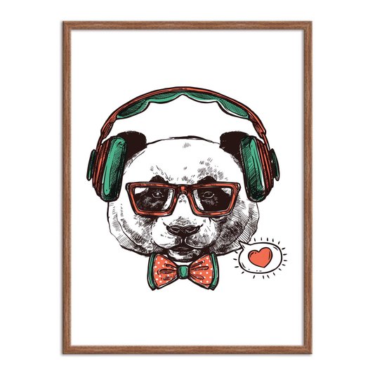 Quadro Decorativo Panda Hipster